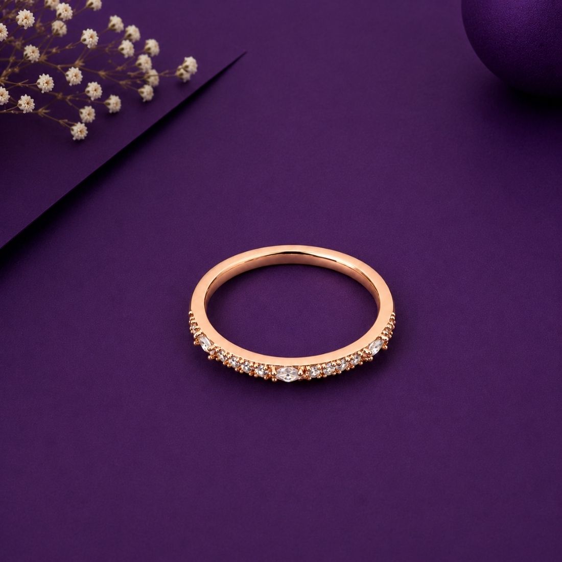 Rose Gold Plated Half-Eternity 925 Sterling Silver Band