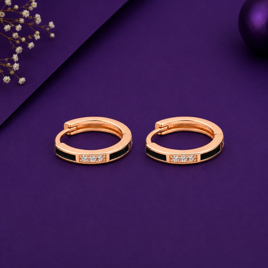 925 Silver Rose Gold Accent Hoops