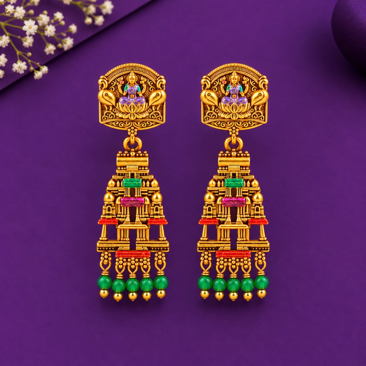 The Lakshmi Gopuram Heritage 925 Silver Drops