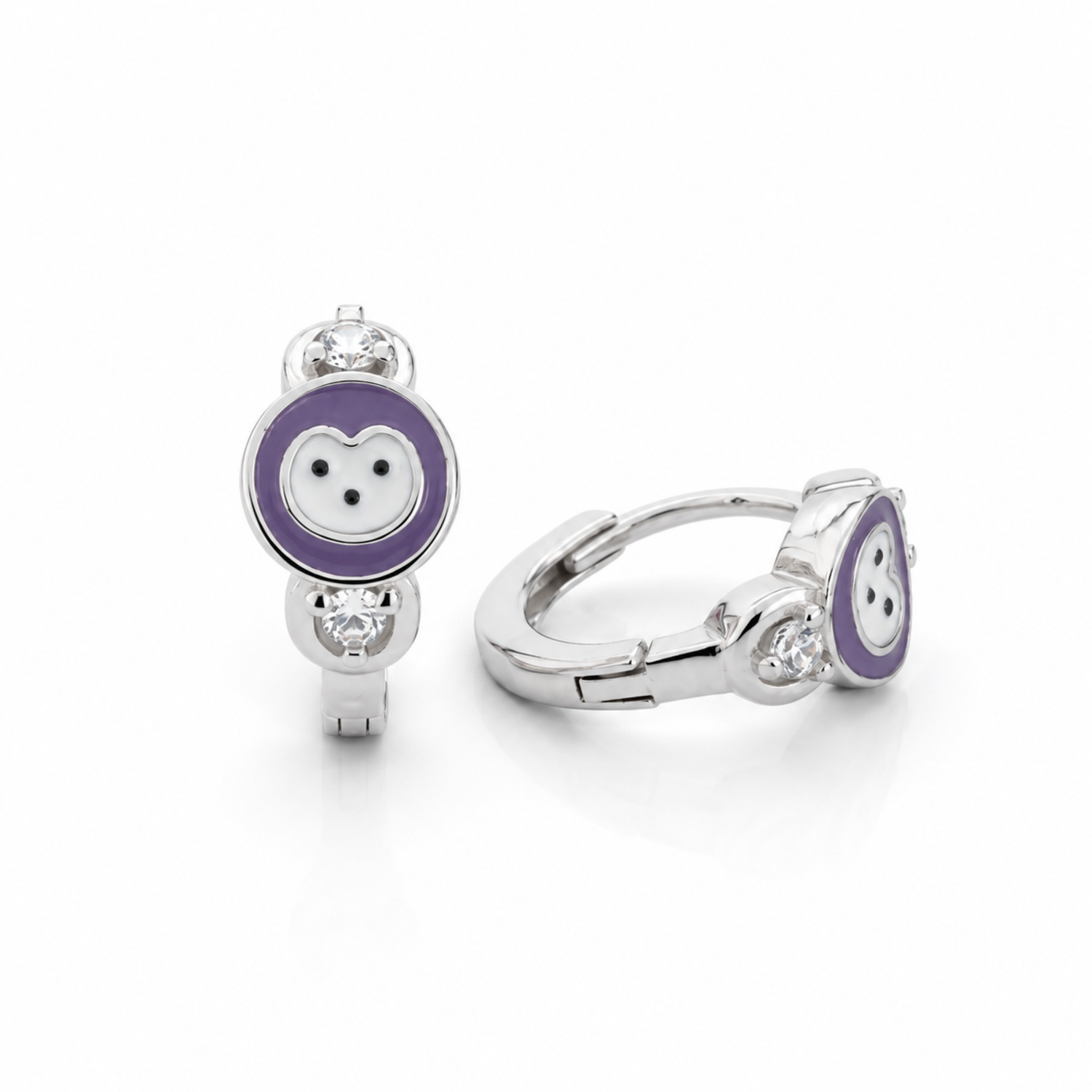 Playful Panda 925 Sterling Silver Kids Stud Earrings