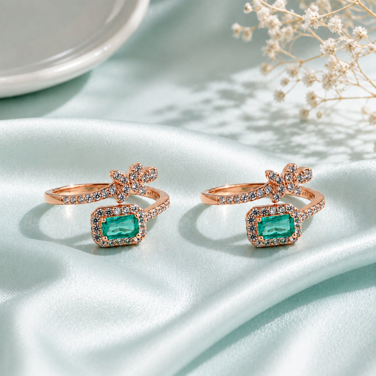 Ruby Royal Butterfly Adjustable Rose Gold Toe Rings