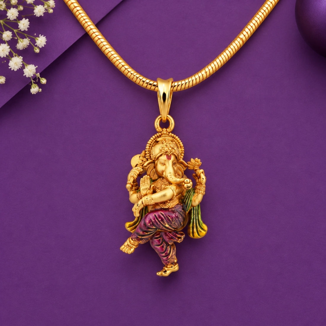 The Nritya Ganesha 925 Silver Gold Plated Pendant