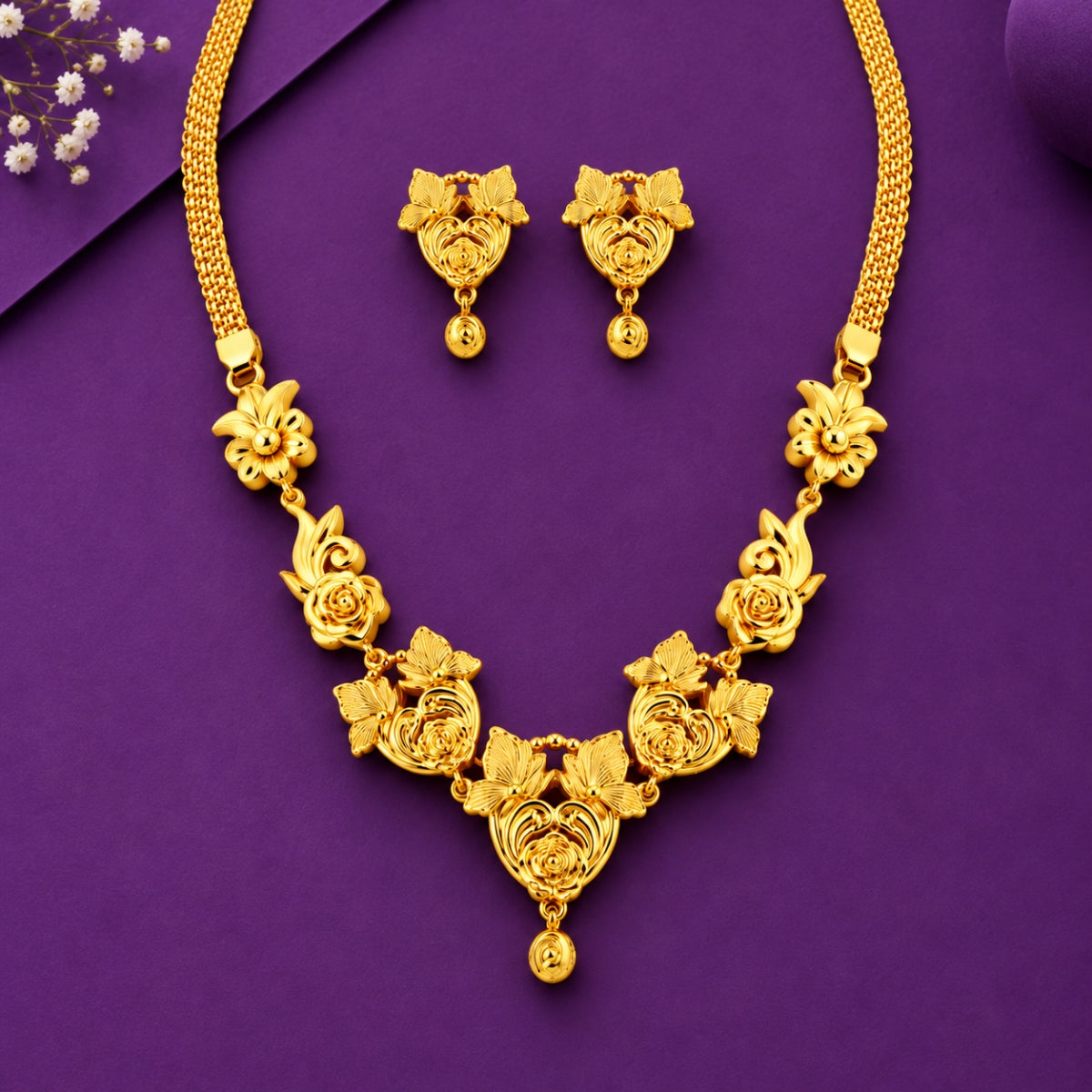 Imperial Peacock V-Neck Heritage 925 Silver Necklace Set