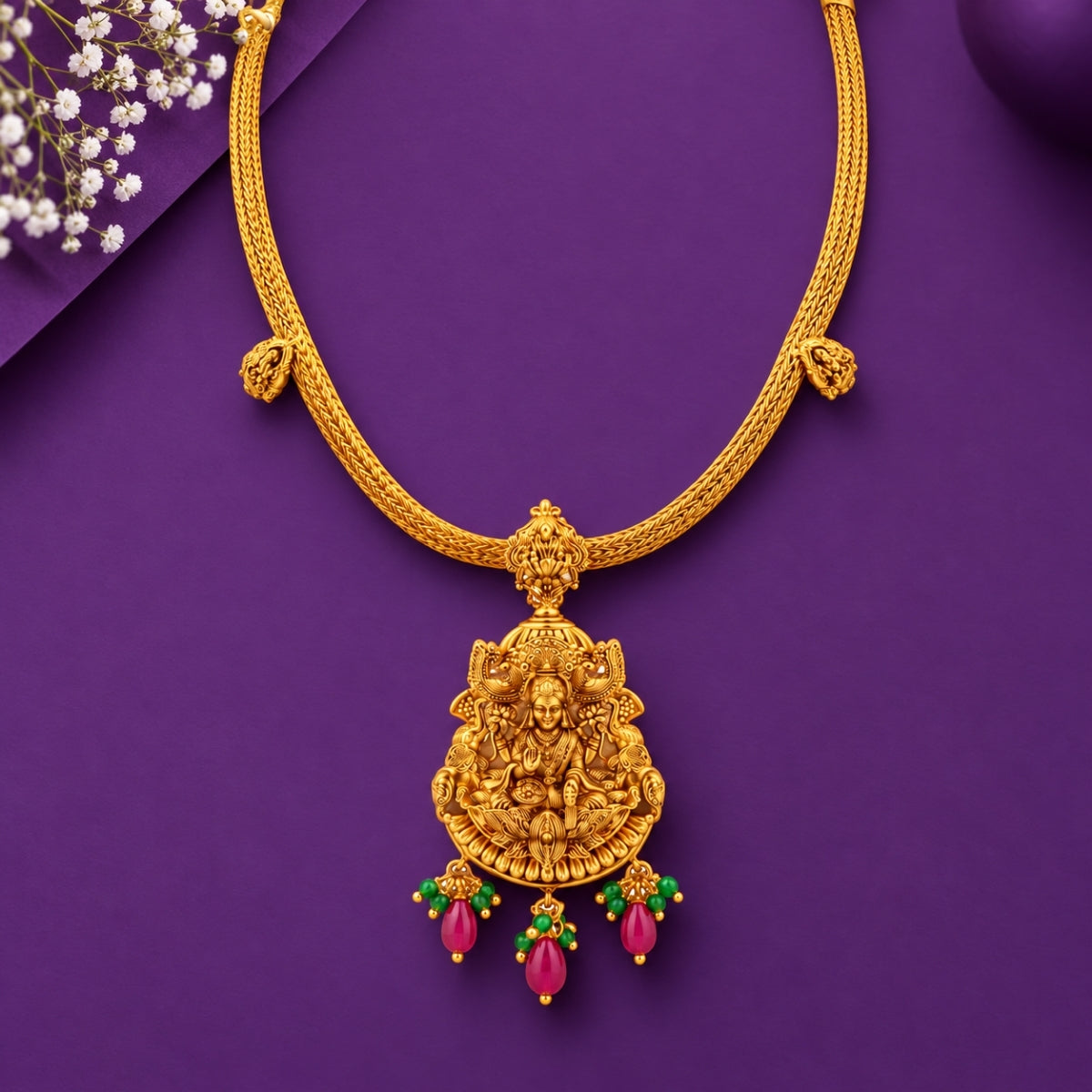 The Radha Krishna Nakshi 925 Gold Plated Silver Necklace