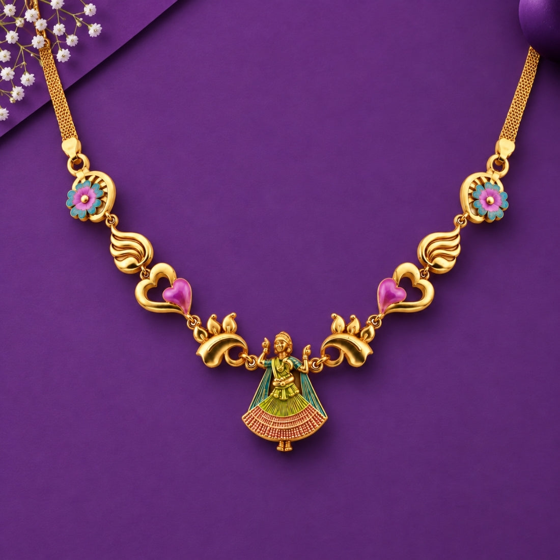 The Nritya Gopi Enamel Heritage 925 Silver Necklace
