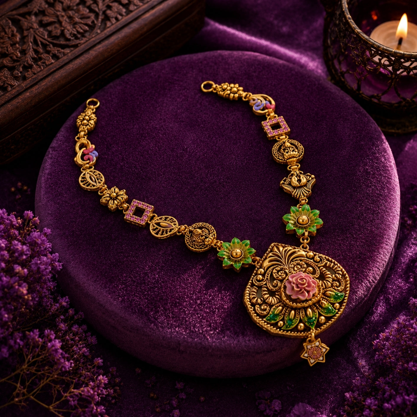 The Gul-Dasta Meenakari Silver Necklace