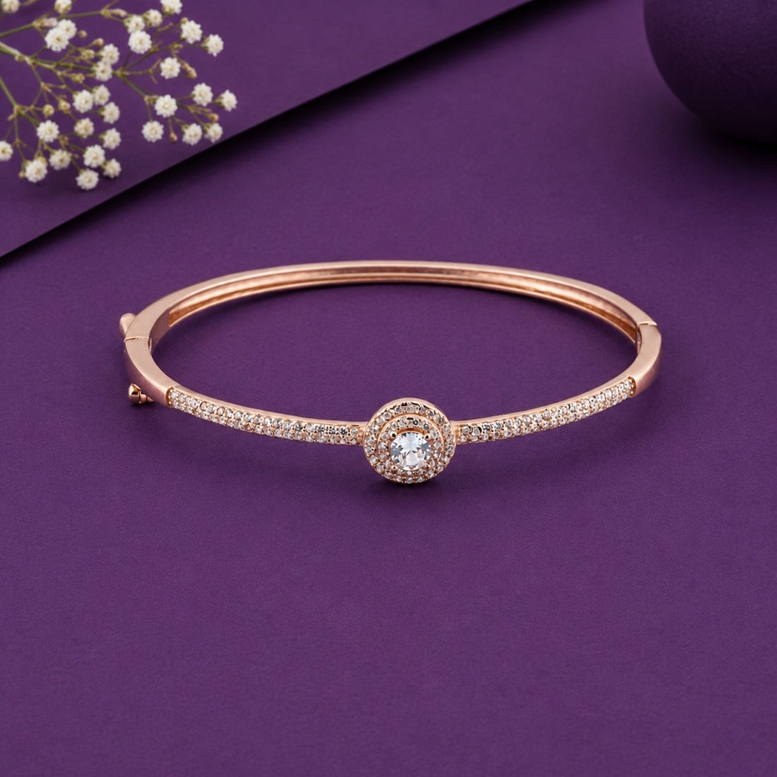 Stellar Halo Rose Gold 925 Silver Pavé Kada