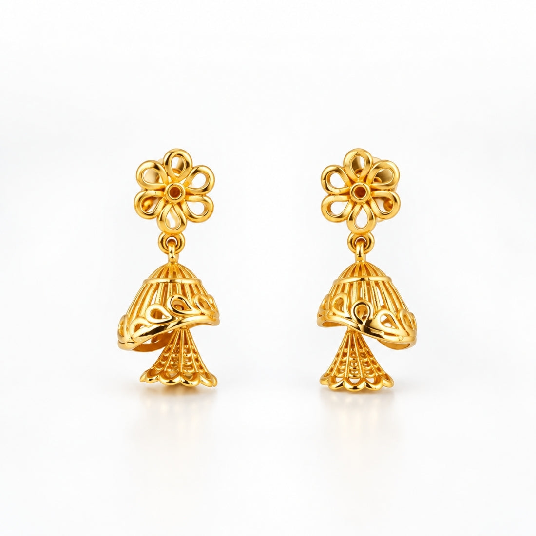 The Aria Tiered Umbrella Filigree 925 Silver Jhumkas