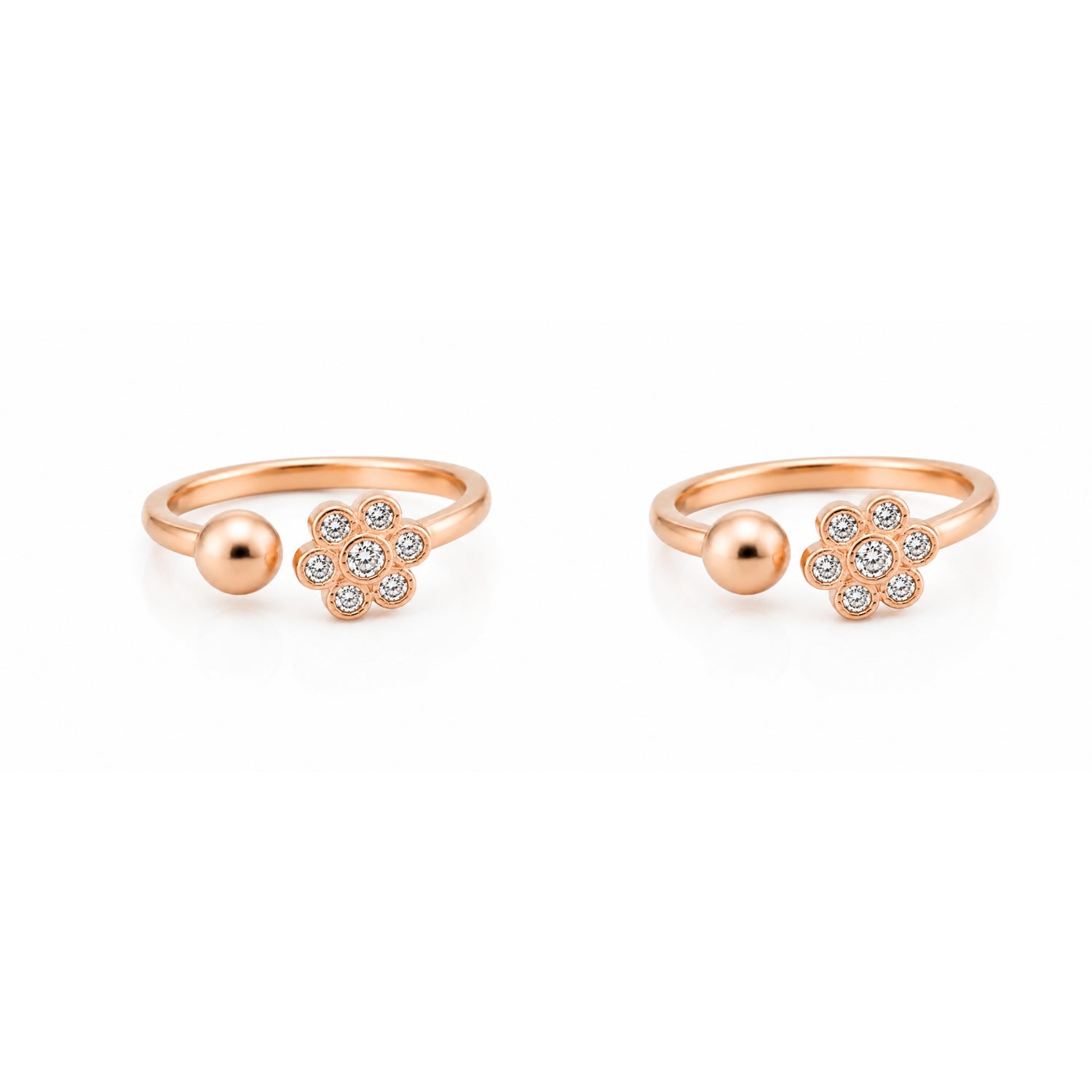 Dainty Flower & Orb Adjustable Toe Rings