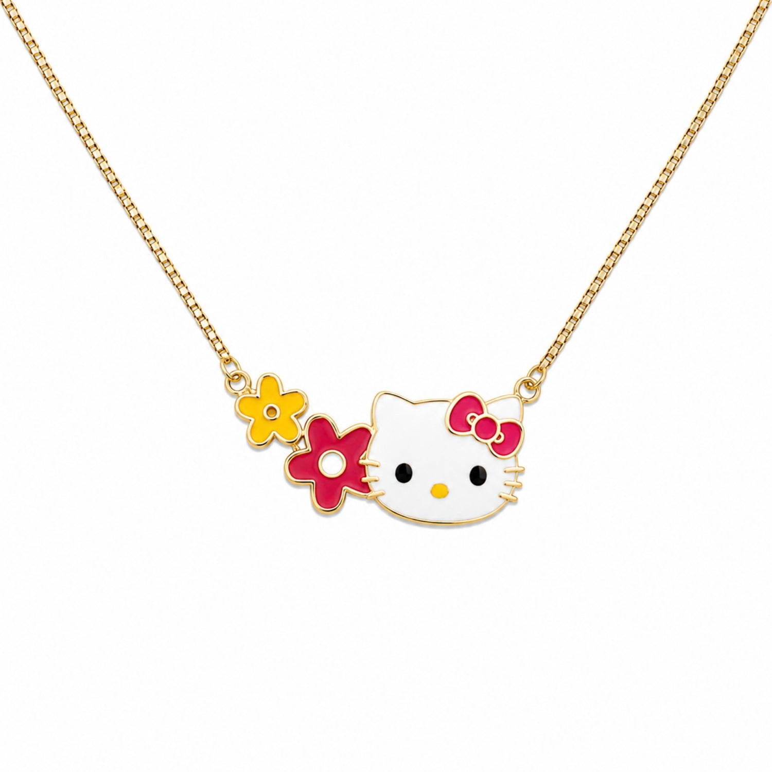 Hello Kitty Enamel Pendant with Classic Red Bow Accent (925 Sterling Silver)
