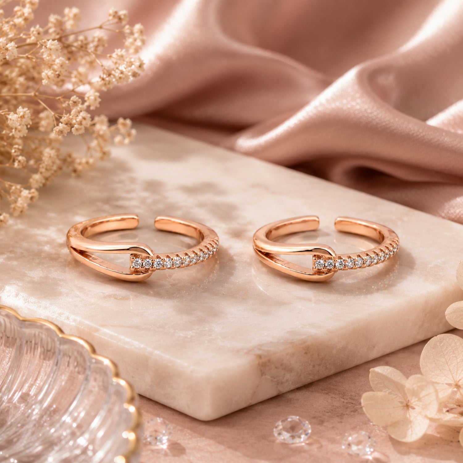 Infinite Interlock Adjustable Rose Gold Toe Rings