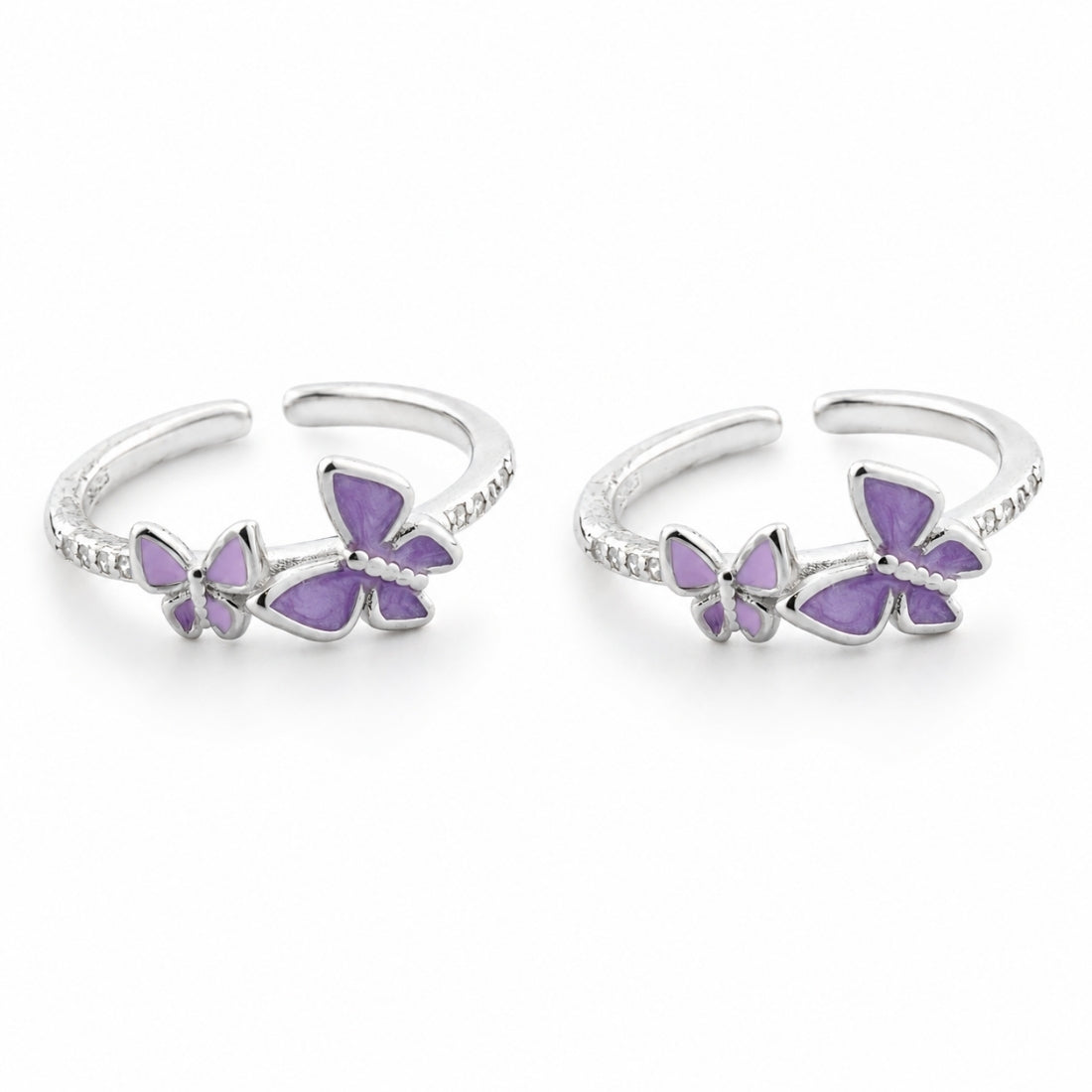 Amethyst Hued Fluttering Butterfly Foot Rings