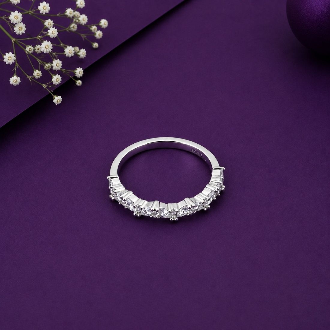 Empress Chevron Cluster Cubic Zirconia Ring