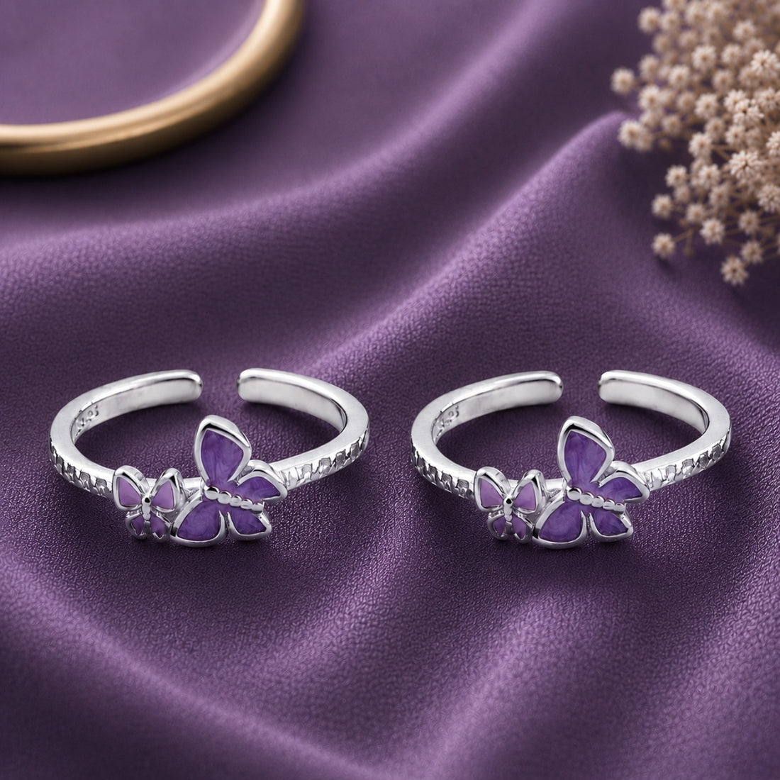 Amethyst Hued Fluttering Butterfly Foot Rings