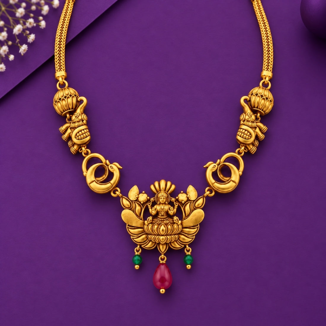 The Royal Lakshmi Padma Peetham Bead Drop Necklace
