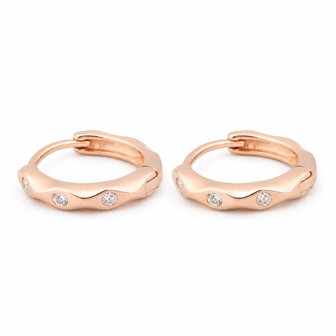 Rose Gold Wavy Hoop Studs