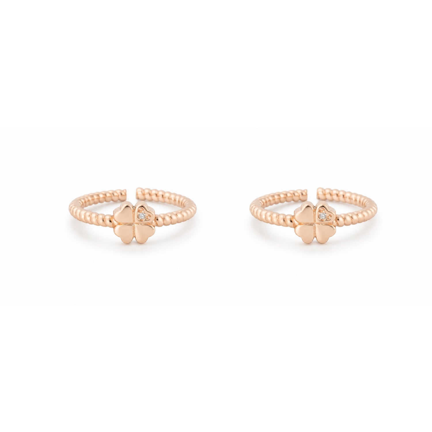 Lucky Clover Twisted Adjustable Rose Gold Toe Rings