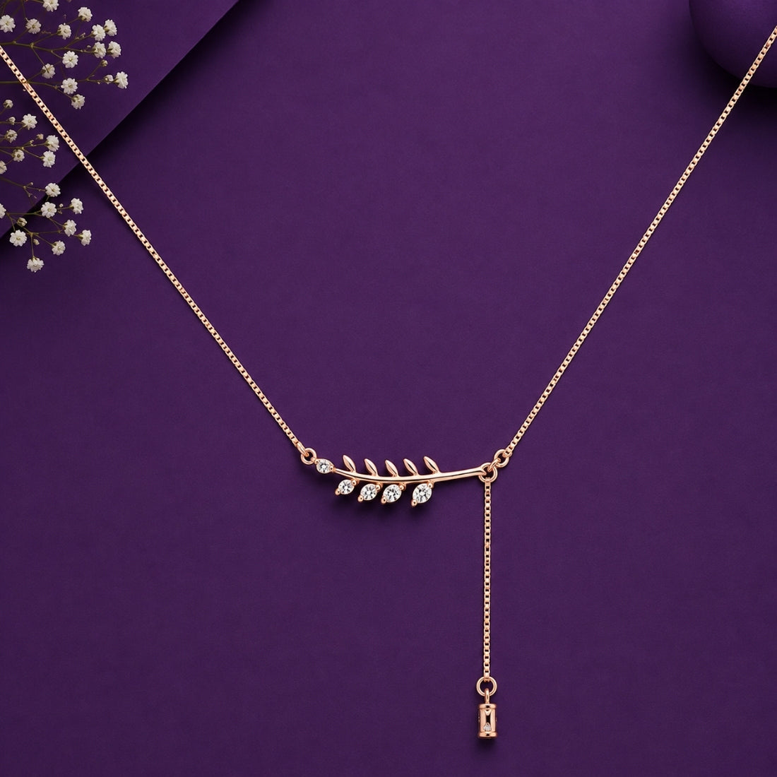 The Willow Vine Asymmetric Lariat Rose 925 Silver Chain