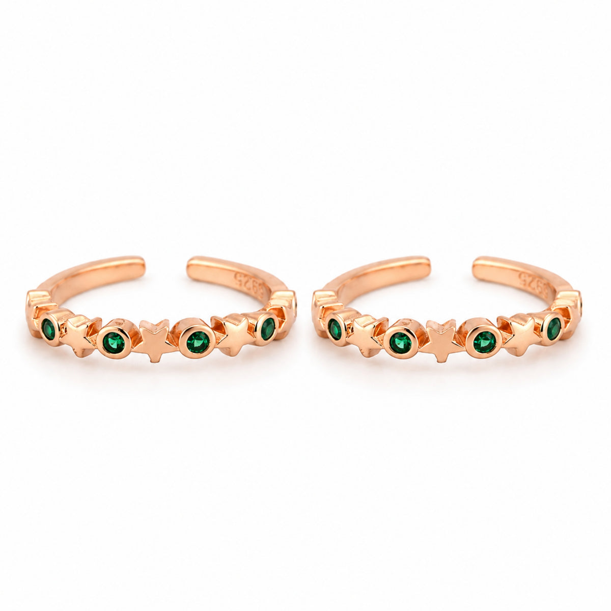 Ruby Starlet Alternating Rose Gold Adjustable Toe Rings