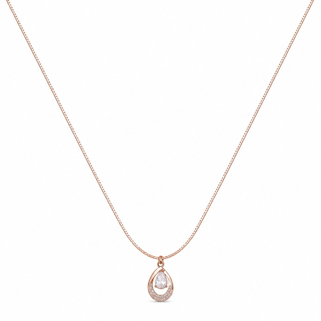 The Dewdrop Halo Teardrop Rose 925 Silver Chain