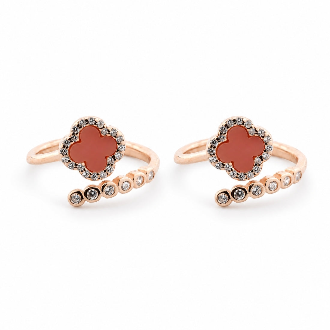 The Carina Clover Rose Gold Toe Rings (925 Sterling Silver Pair)