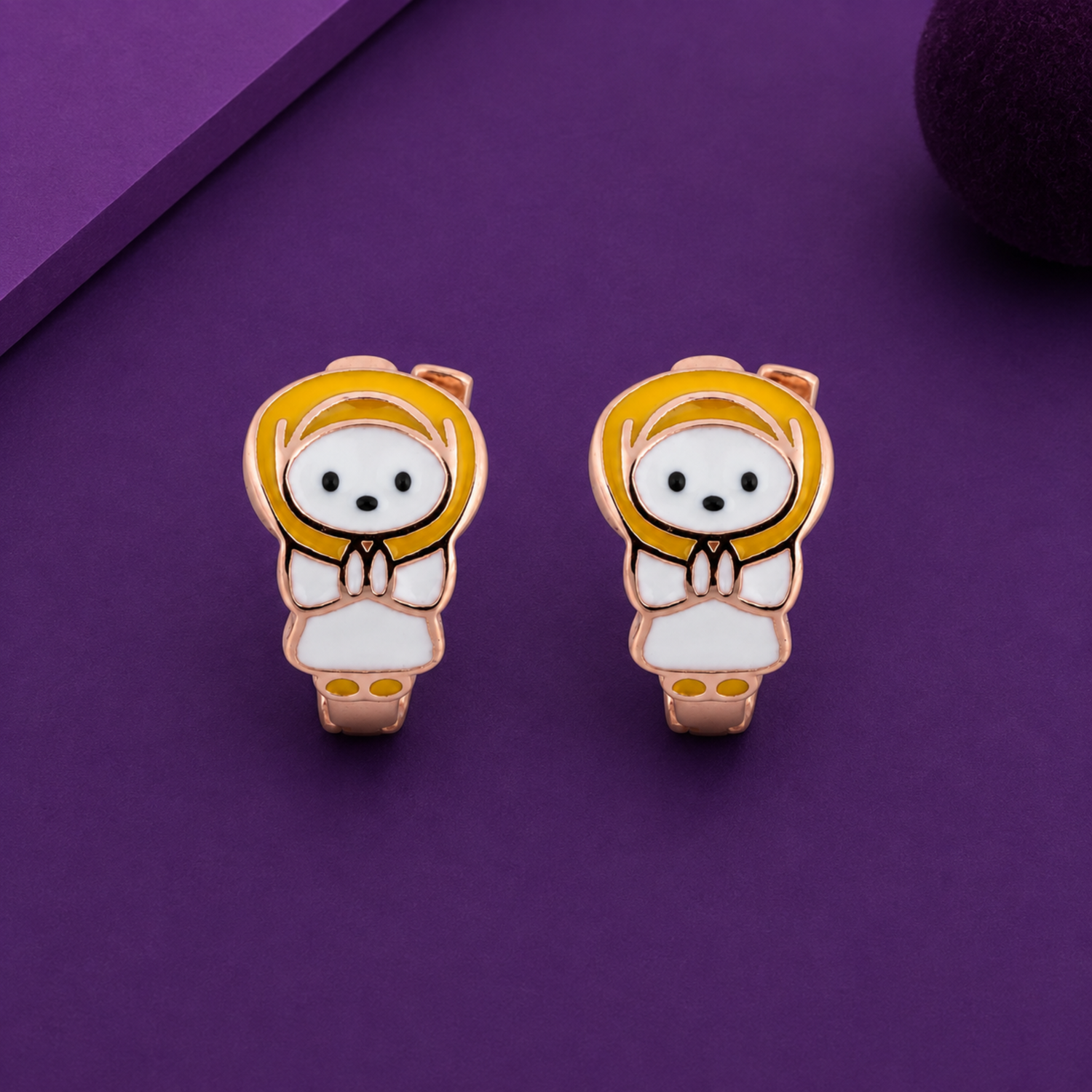 Golden Hood Cozy Tot 925 Sterling Silver Kids Stud Earrings