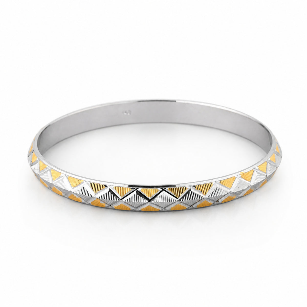 Apex Chevron Two-Tone 925 Silver Kada