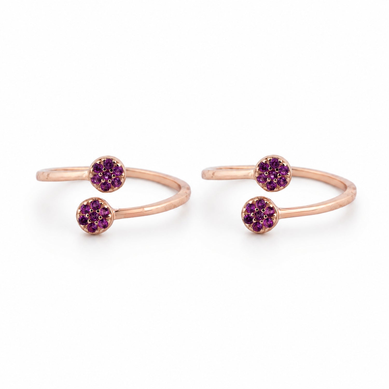 Emerald Disc Bypass Rose Gold Adjustable Toe Rings