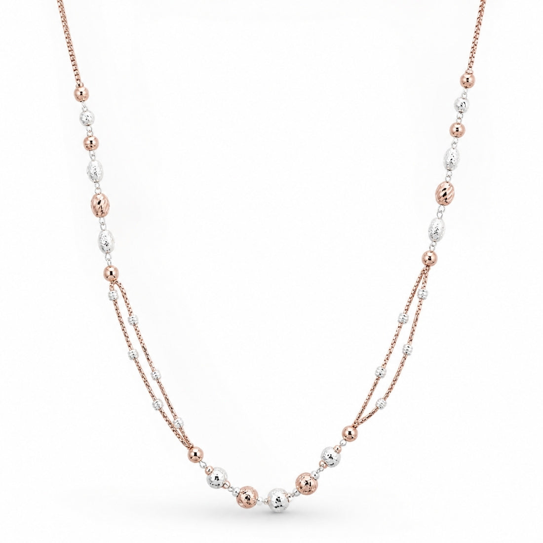Rose Gold Luminous Multi-Station Silver Chain