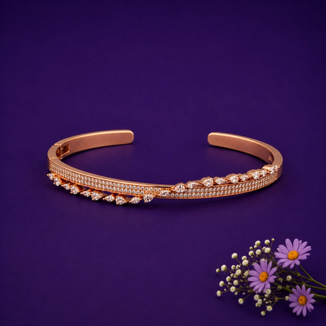 Rose Gold Pavé Entwined 925 Silver Kada