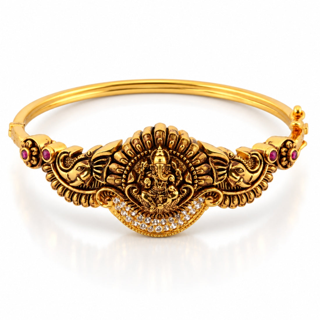 The Shubh Ganesha Antique Temple 925 Silver Kada