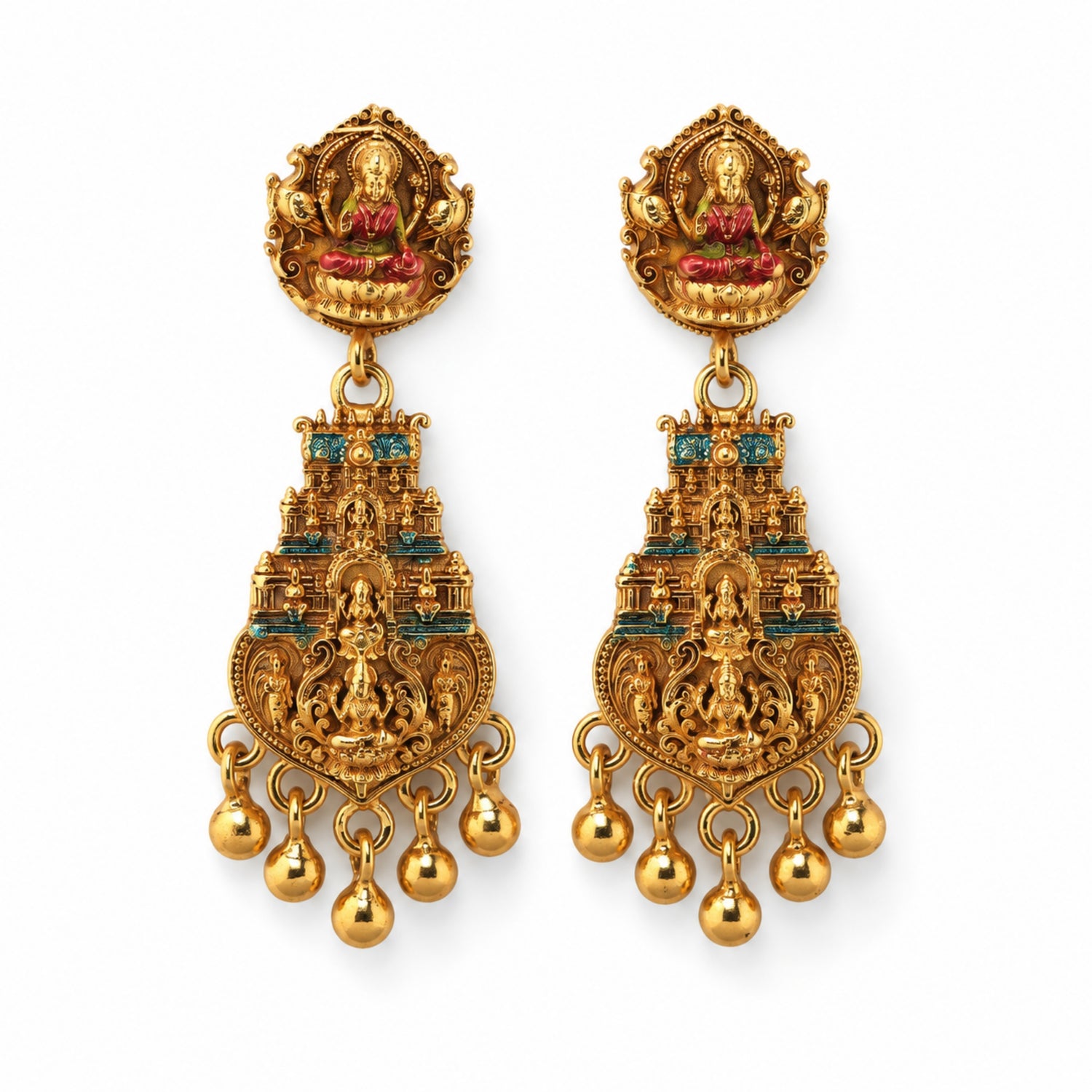 The Gajalakshmi Tiered Shrinand 925 Silver Gold Polish Drops