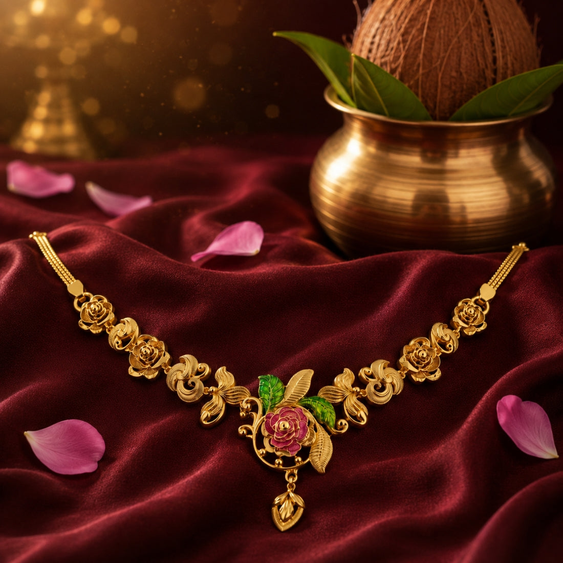 The Gulab Meenakari 925 Silver Hasli Choker