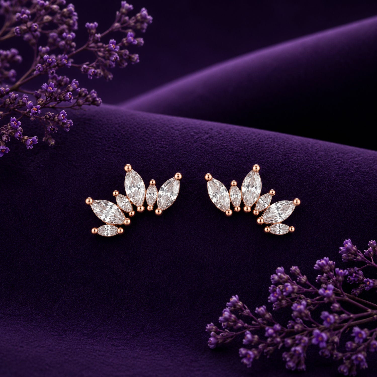 Marquise Crown 925 Pure Sterling Silver Ear Climbers