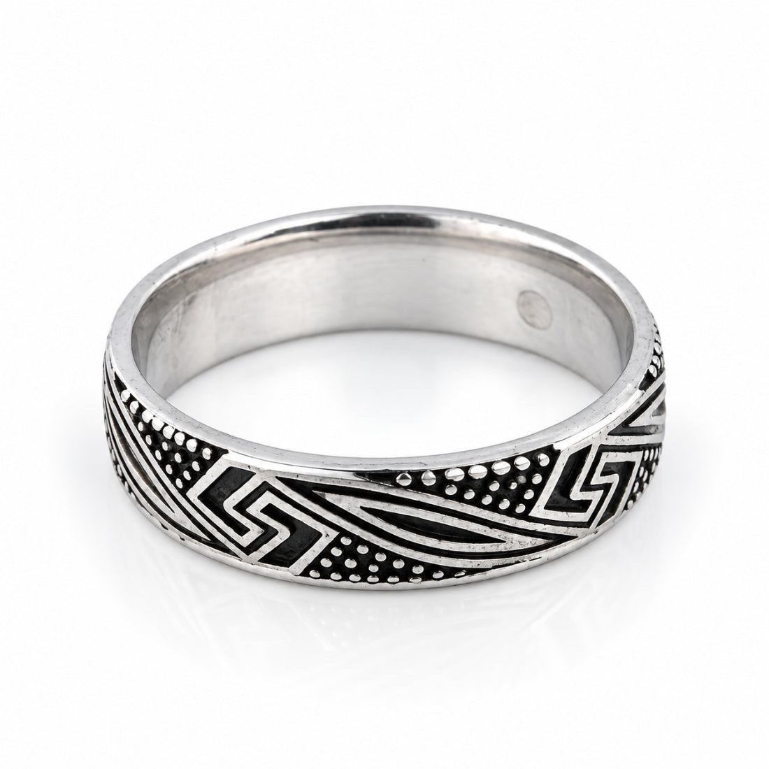 The Aegean Labyrinth Antique 925 Silver Band Ring