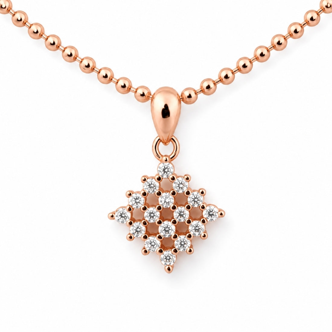The Sparkling Grid Rhombus 925 Silver Rose Gold Pendant