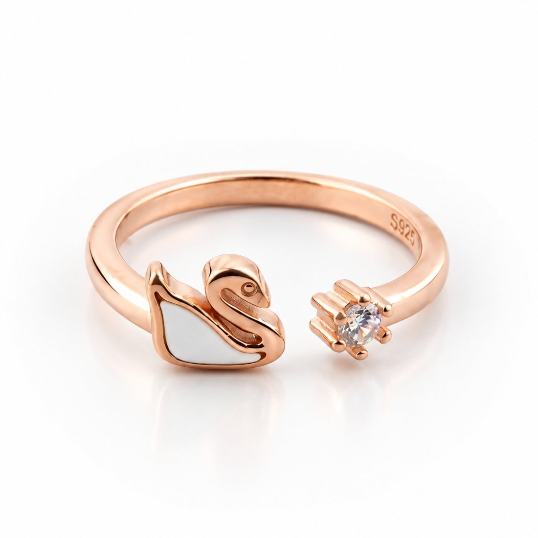Majestic Swan Crystal Stacking 925 Silver Ring