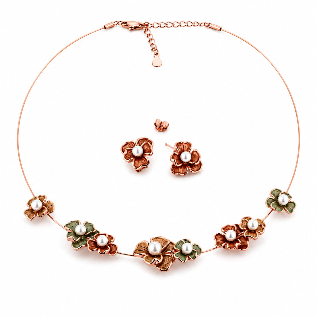 The Autumn Velvet Blossom & Pearl Necklace Set