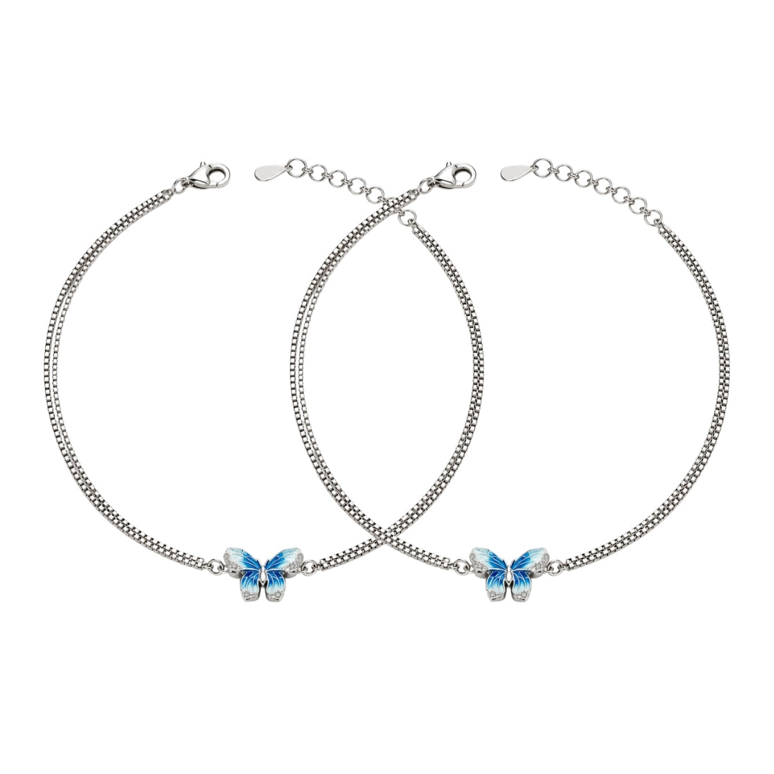 The Azure Ombré Butterfly 925 Sterling Silver Anklets