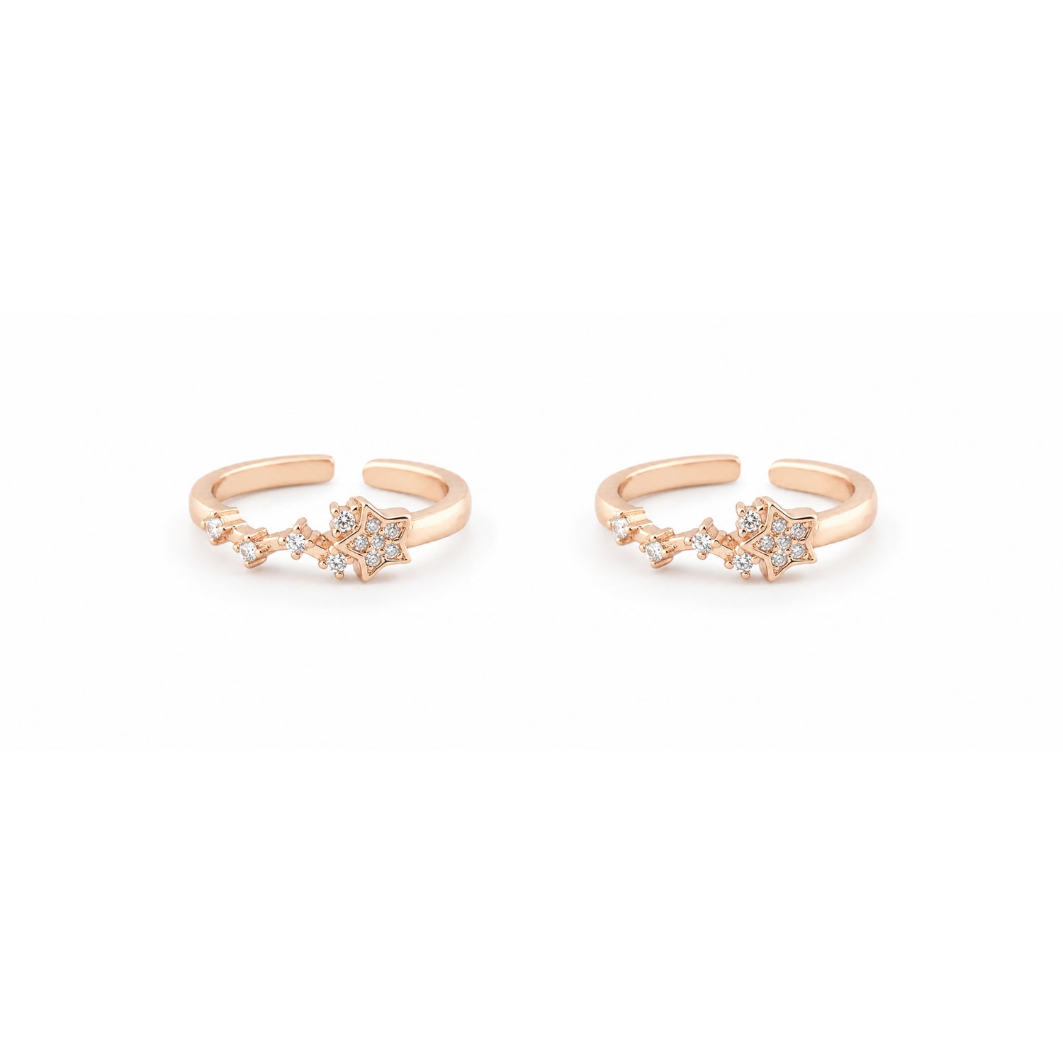 Celestial Stardust Adjustable Rose Gold Toe Rings