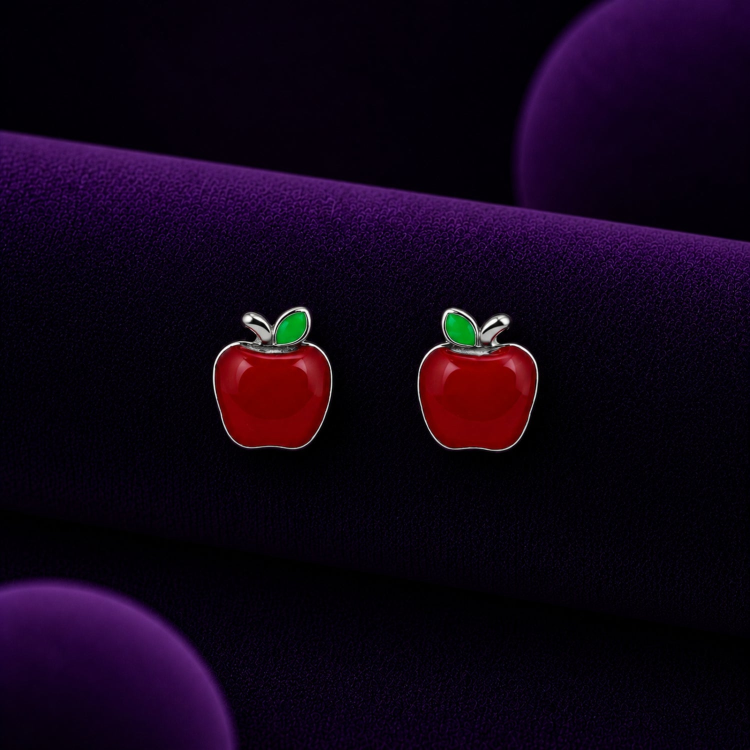 Sweet Red Apple 925 Silver Studs