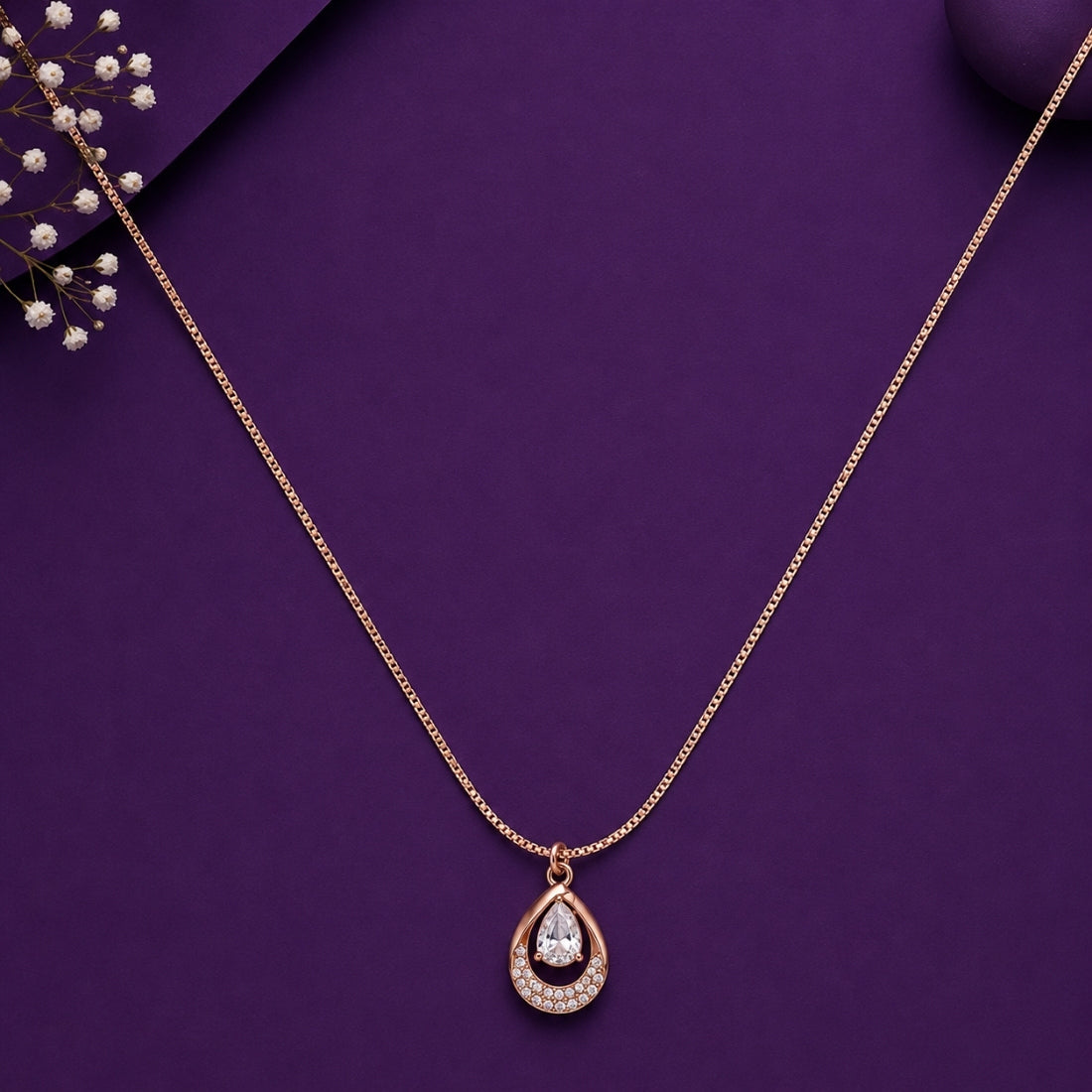 The Dewdrop Halo Teardrop Rose 925 Silver Chain