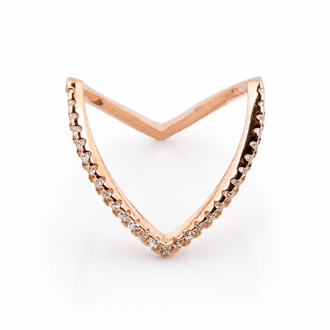 Rose Gold Architectural V-Shape Statement Ring