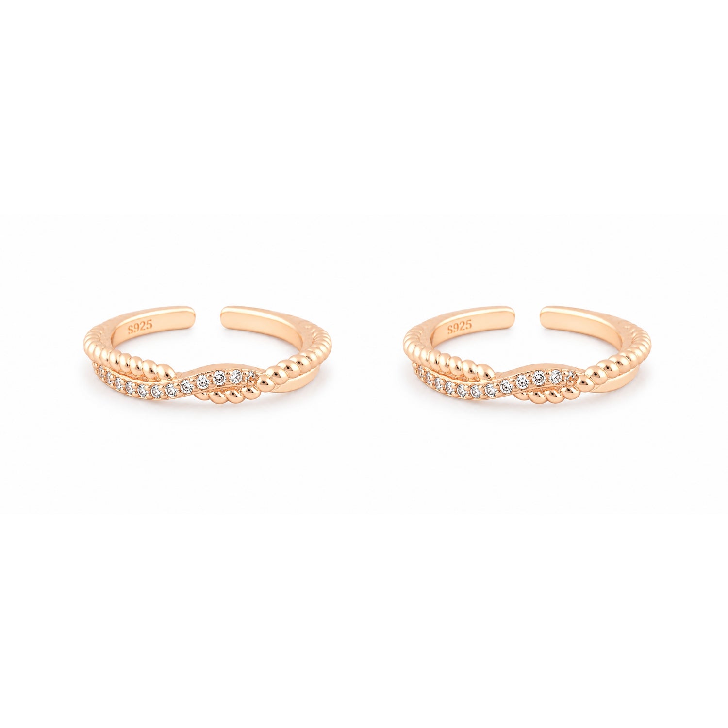 Serpentine Twist Adjustable Rose Gold Toe Rings
