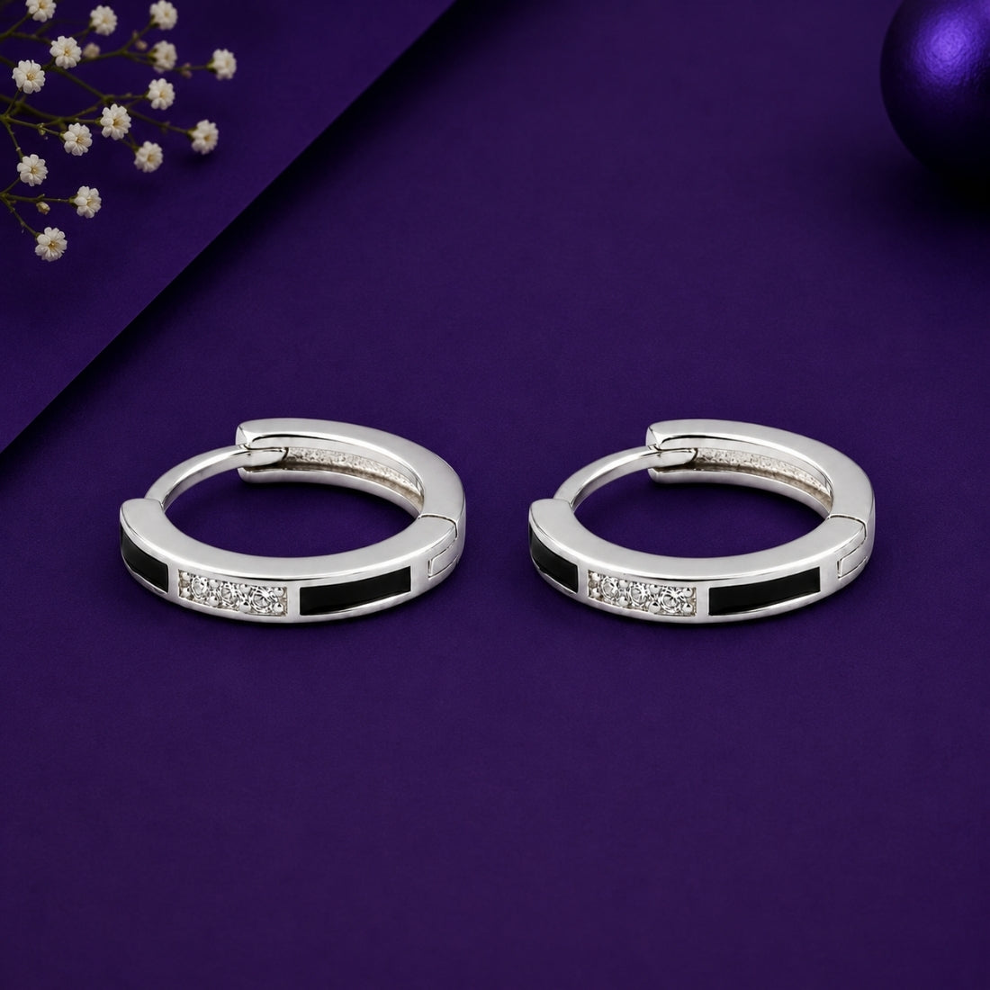 925 Silver Pavé Accent Earrings