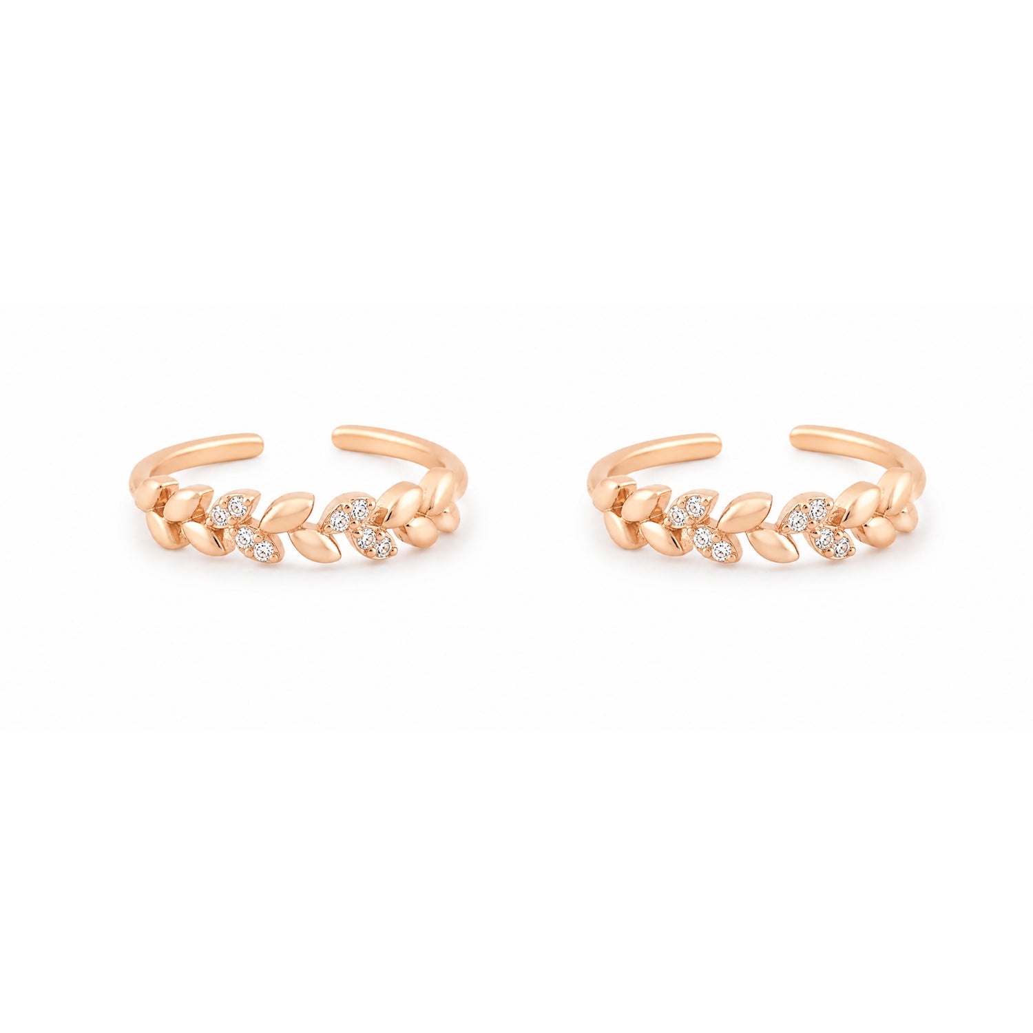 Laurel Vine Adjustable Rose Gold Toe Rings