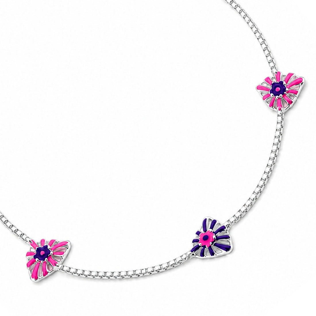 Berry Burst Heart 925 Silver Kids Anklet Pair