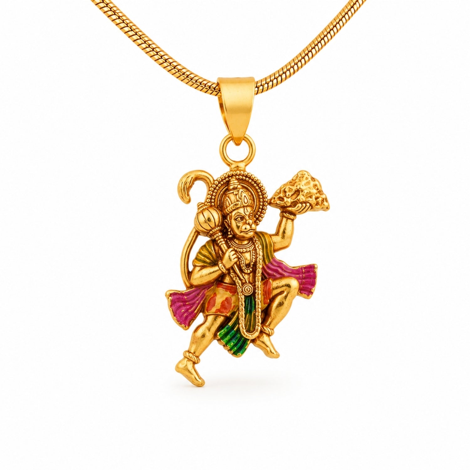 925 Sterling Silver Gold Plated Lord Hanuman Pendant