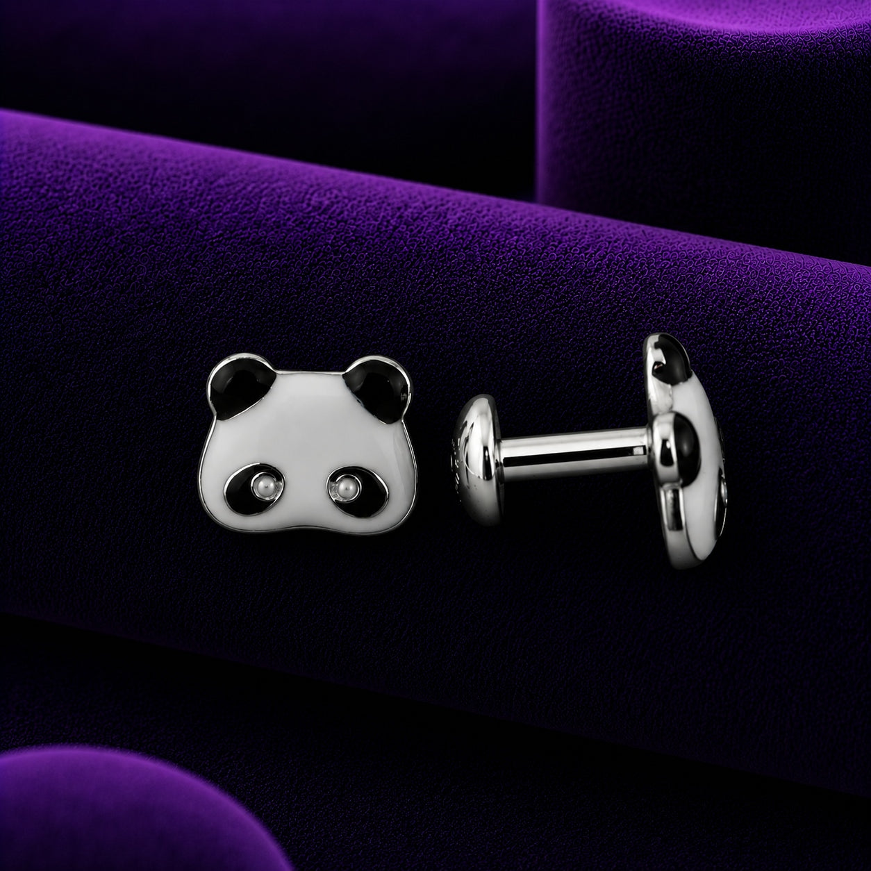 Bamboo Pals: Kids 925 Silver Panda South Screw-Back Studs