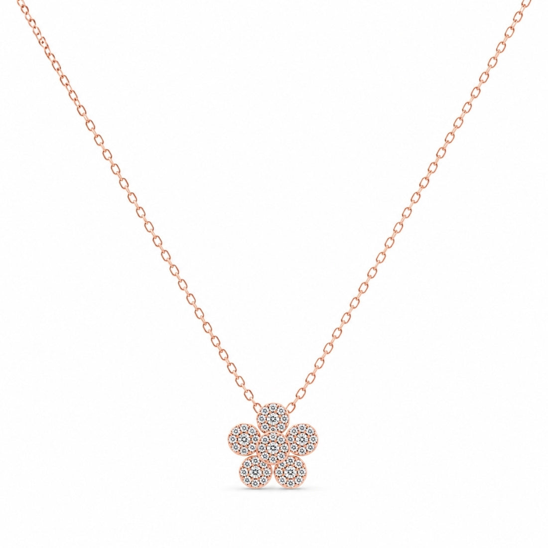The Blossom Pave Flower Rose 925 Silver Chain